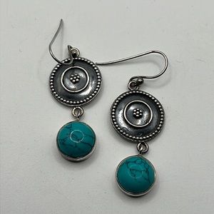 TURQUOISE AND STERLING SILVER DANGLE EARRINGS